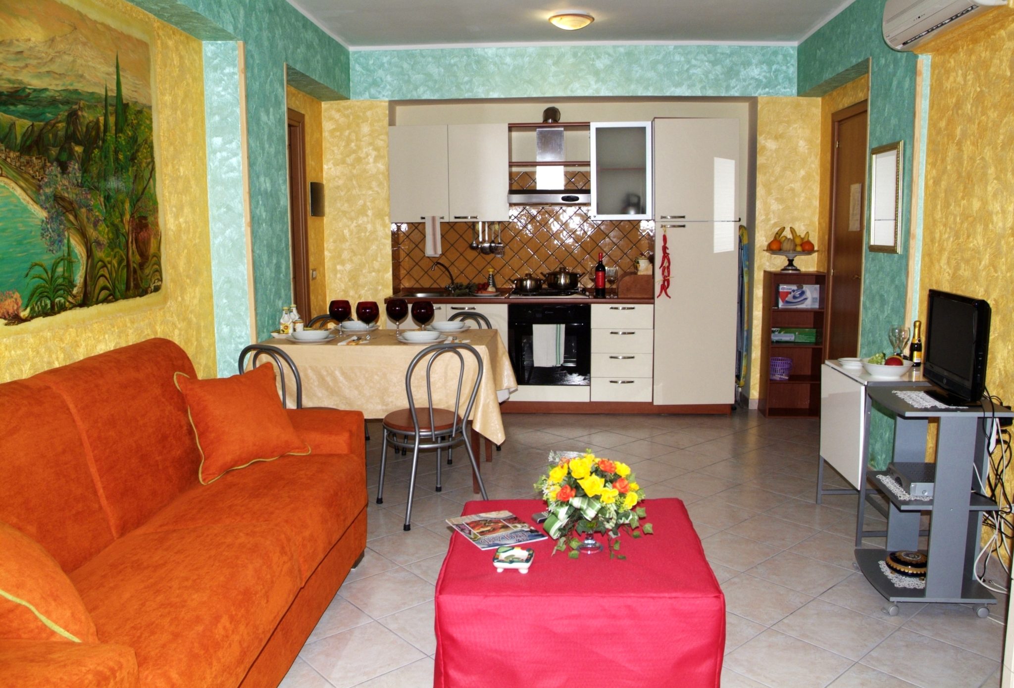 Soggiorno con cucina Taormina appartamenti, Taormina apartments, Appartamento Taormina mare