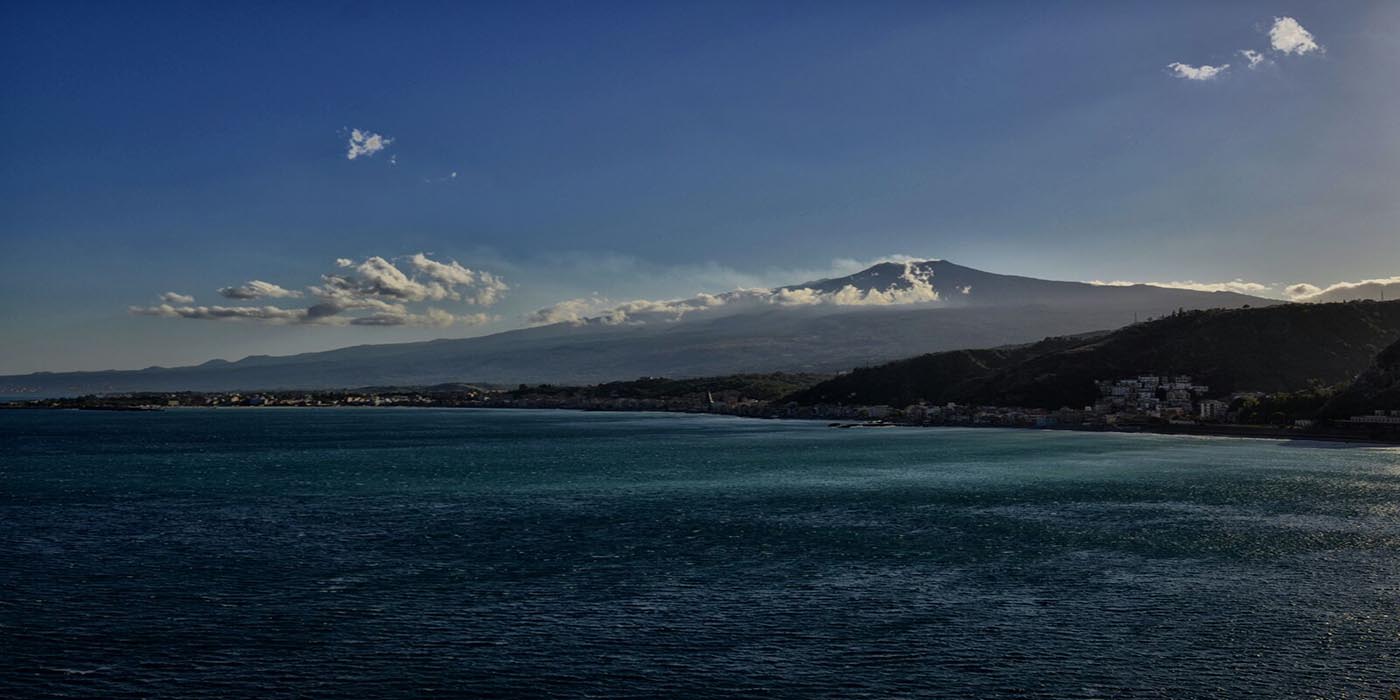 Giardini Naxos Bay and Etna panoramic view